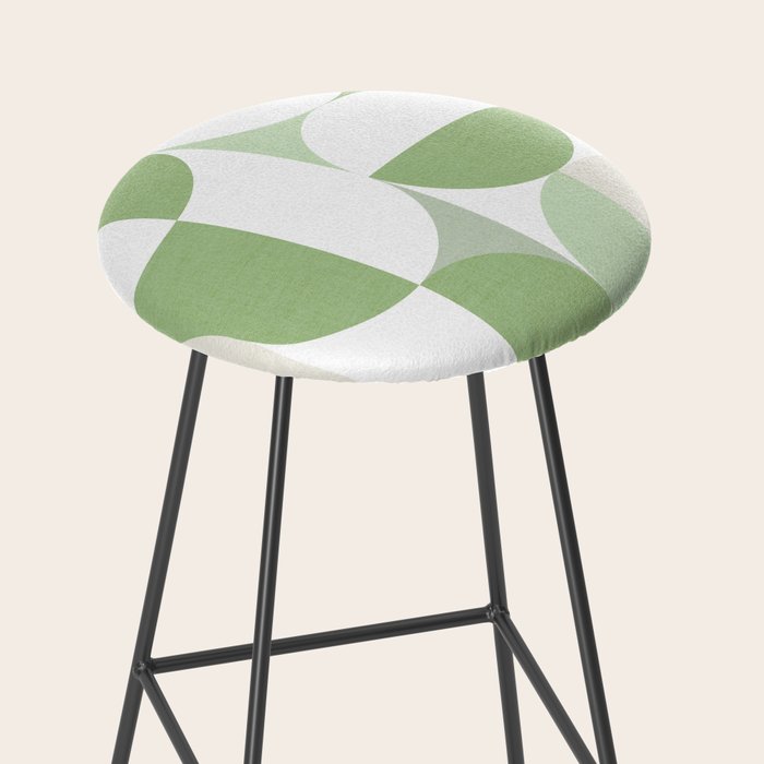 Mid-Mod geometric Sun and Moon pattern - tonal green pastels Stool Gallery Image 2