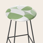 Mid-Mod geometric Sun and Moon pattern - tonal green pastels Stool Gallery Image 2
