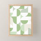 Mid-Mod geometric Sun and Moon pattern - tonal green pastels Mini Art Print Gallery Image 1