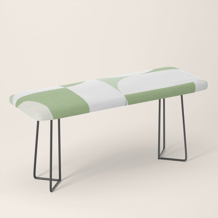 Mid-Mod geometric Sun and Moon pattern - tonal green pastels Bench Gallery Image 1