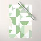 Mid-Mod geometric Sun and Moon pattern - tonal green pastels Wrapping Paper Gallery Image 1