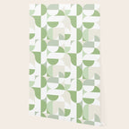Mid-Mod geometric Sun and Moon pattern - tonal green pastels Wallpaper Gallery Image 2
