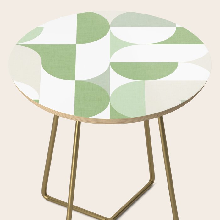 Mid-Mod geometric Sun and Moon pattern - tonal green pastels Side Table Gallery Image 2