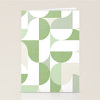Mid-Mod geometric Sun and Moon pattern - tonal green pastels Stationery Card Gallery Image 2