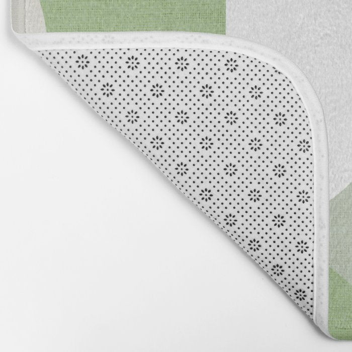 Mid-Mod geometric Sun and Moon pattern - tonal green pastels Bath Mat Gallery Image 2