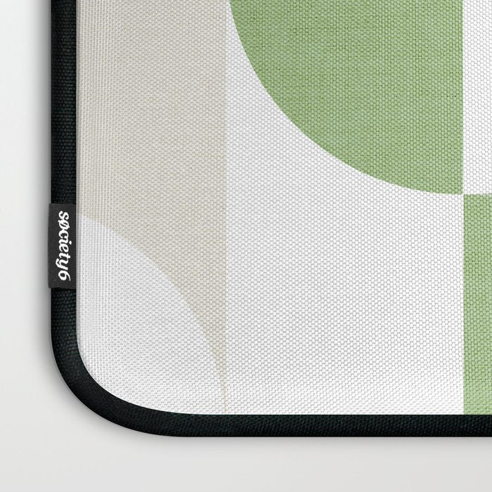 Mid-Mod geometric Sun and Moon pattern - tonal green pastels Laptop Sleeve Gallery Image 3