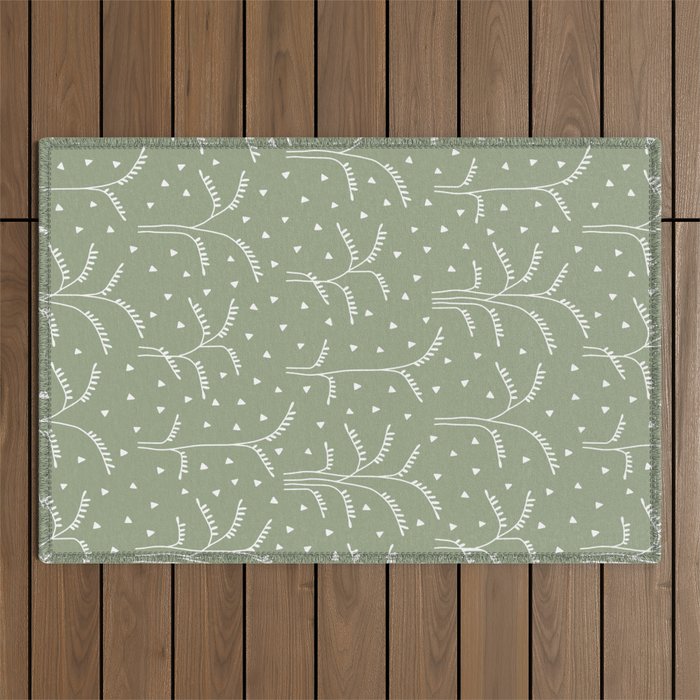 Boho Trees on Sage Green Outdoor Rug Gallery Image 1