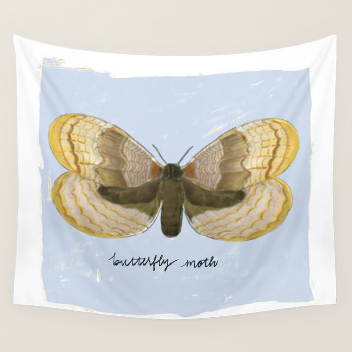 Butterfly Moth on Soft Sky Wall Tapestry Gallery Image 4