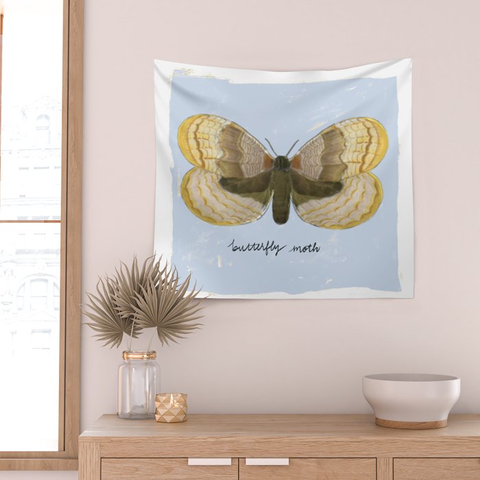 Butterfly Moth on Soft Sky Wall Tapestry Gallery Image 2