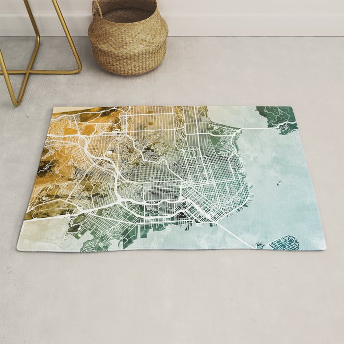 San Francisco City Street Map Rug Gallery Image 1