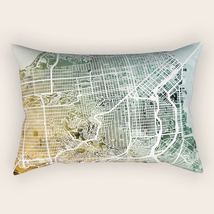 San Francisco City Street Map Rectangular Pillow Gallery Image 1