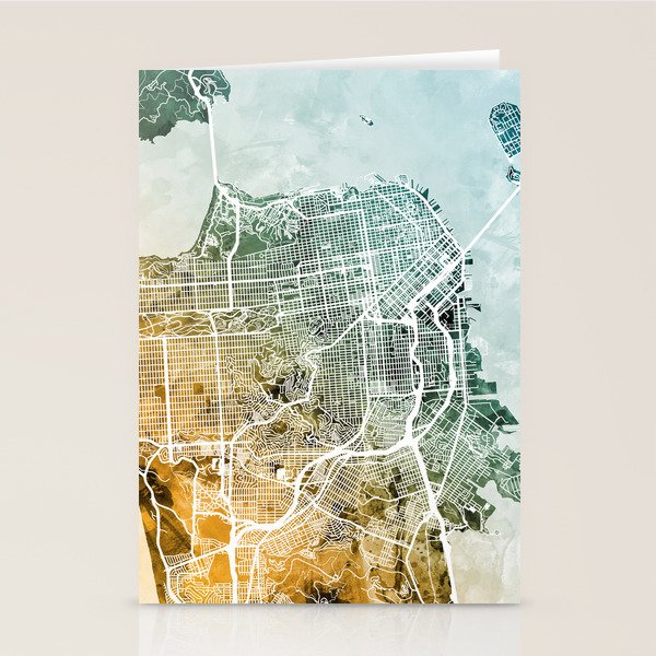 San Francisco City Street Map Stationery Card Gallery Image 2