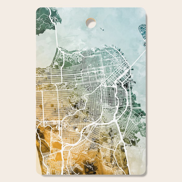 San Francisco City Street Map Cutting Board Gallery Image 1