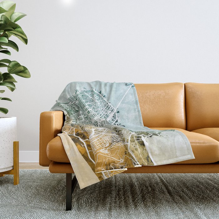 San Francisco City Street Map Throw Blanket Gallery Image 1