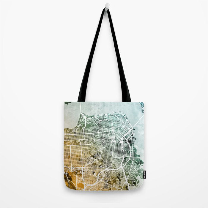 San Francisco City Street Map Tote Bag Gallery Image 2