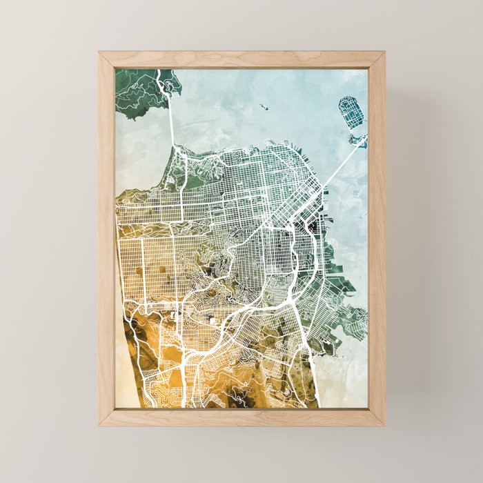 San Francisco City Street Map Mini Art Print Gallery Image 1
