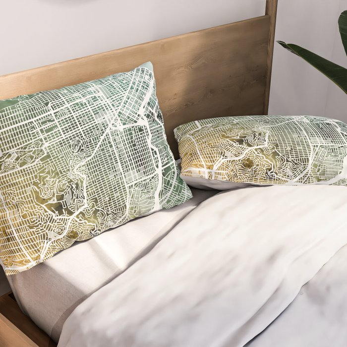 San Francisco City Street Map Pillow Sham Gallery Image 2