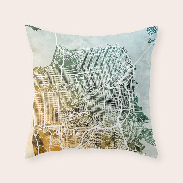 San Francisco City Street Map Throw Pillow Gallery Image 6