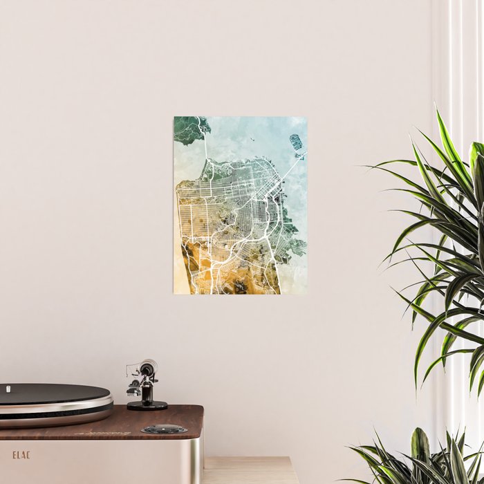 San Francisco City Street Map Poster Gallery Image 2