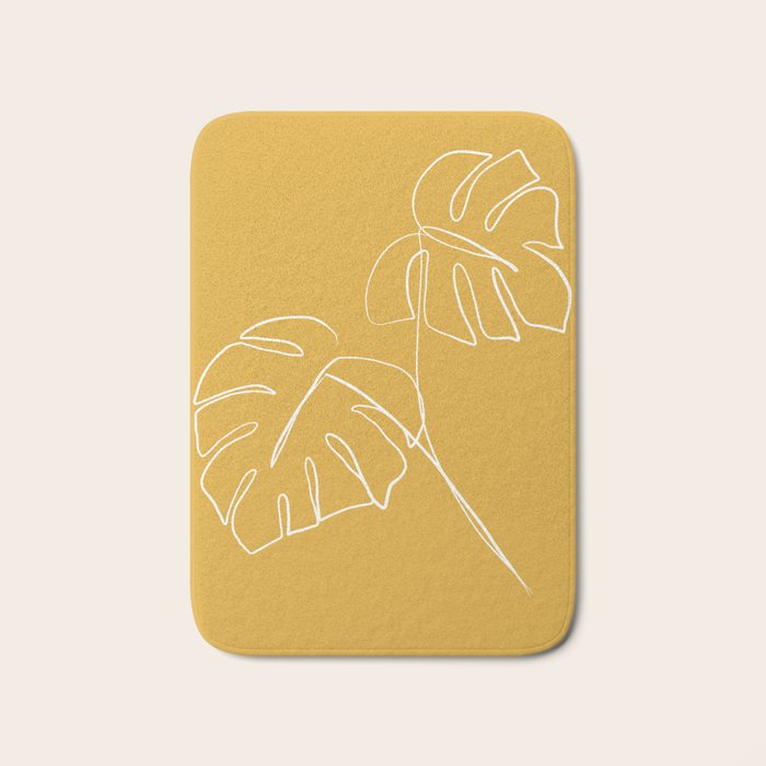 Monstera minimal - yellow Bath Mat Gallery Image 1