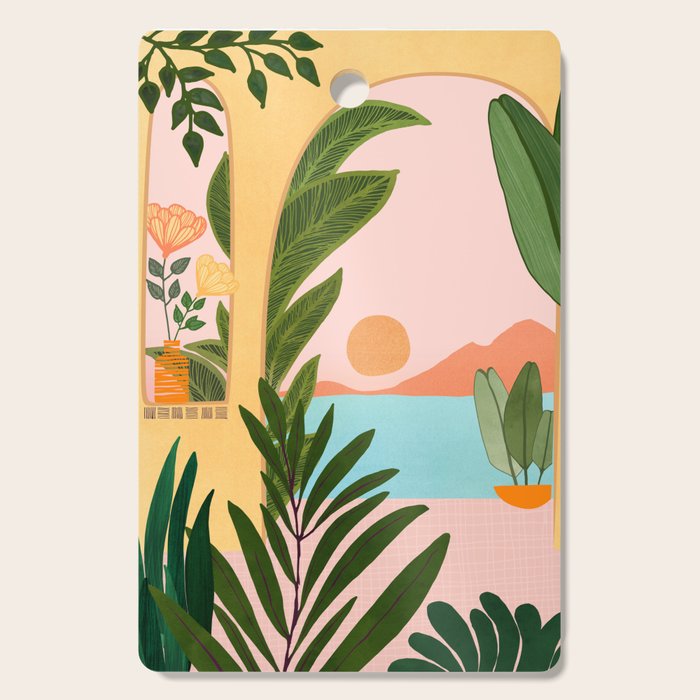 Moroccan Coast Tropical Sunset Scene Cutting Board Gallery Image 1