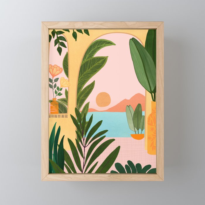 Moroccan Coast Tropical Sunset Scene Mini Art Print Gallery Image 1