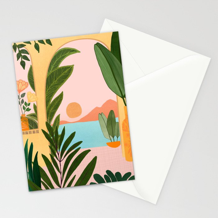 Moroccan Coast Tropical Sunset Scene Stationery Card Gallery Image 2
