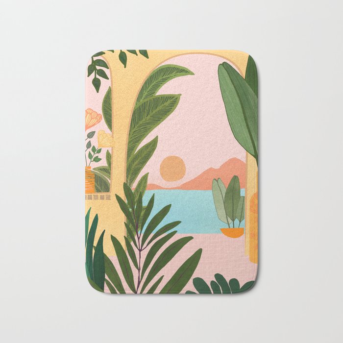 Moroccan Coast Tropical Sunset Scene Bath Mat Gallery Image 1