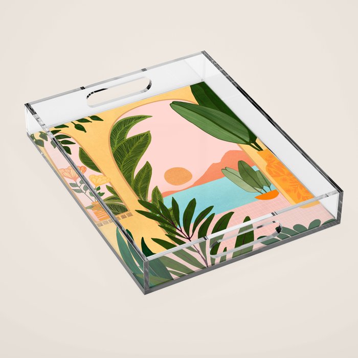 Moroccan Coast Tropical Sunset Scene Acrylic Tray Gallery Image 1