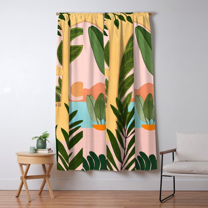 Moroccan Coast Tropical Sunset Scene Window Curtain Gallery Image 5