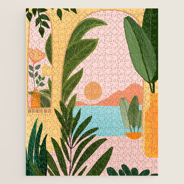 Moroccan Coast Tropical Sunset Scene Jigsaw Puzzle Gallery Image 1