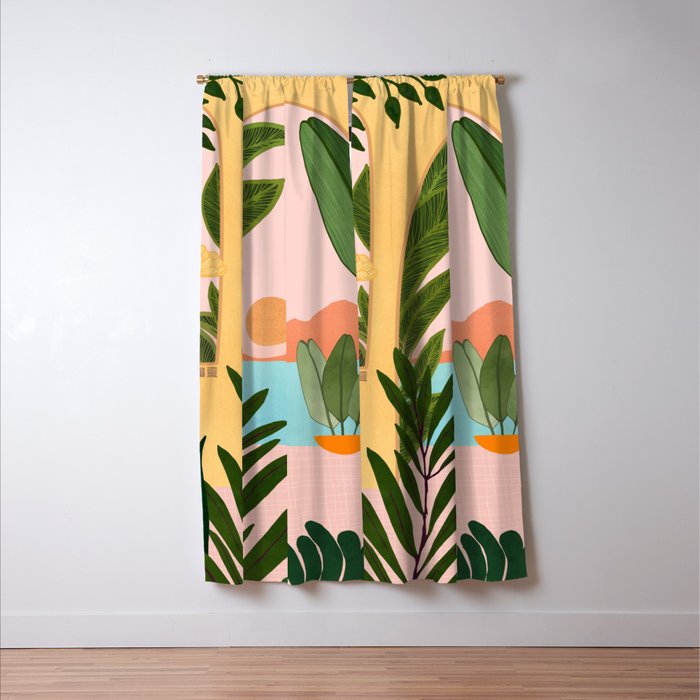 Moroccan Coast Tropical Sunset Scene Window Curtain Gallery Image 3