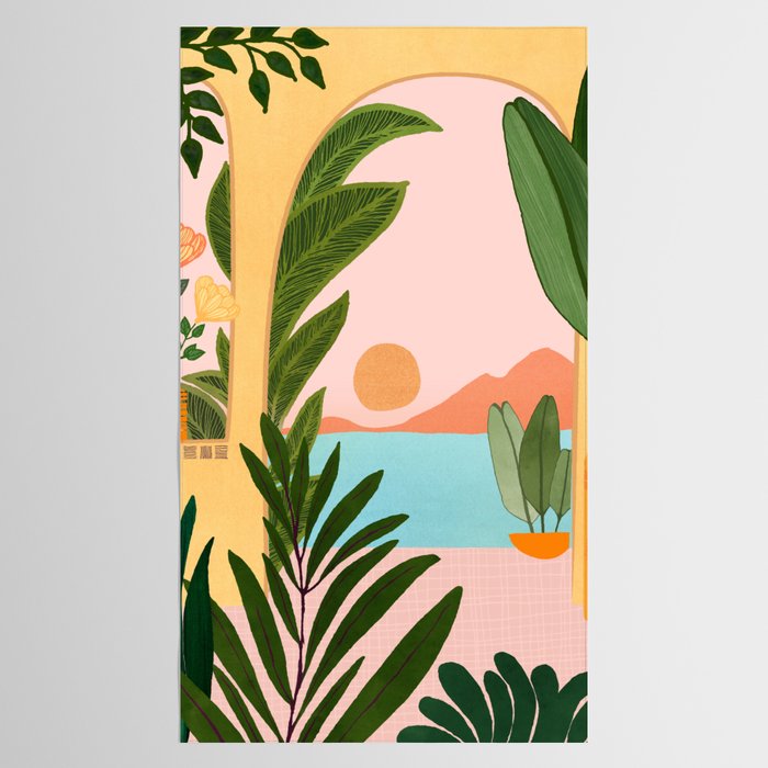 Moroccan Coast Tropical Sunset Scene Tablecloth Gallery Image 2