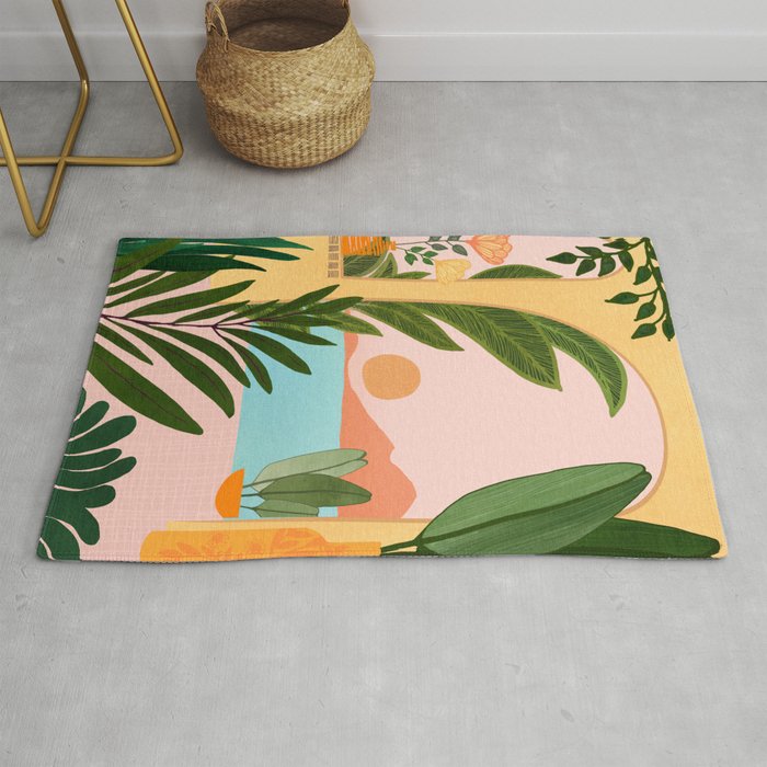 Moroccan Coast Tropical Sunset Scene Rug Gallery Image 1