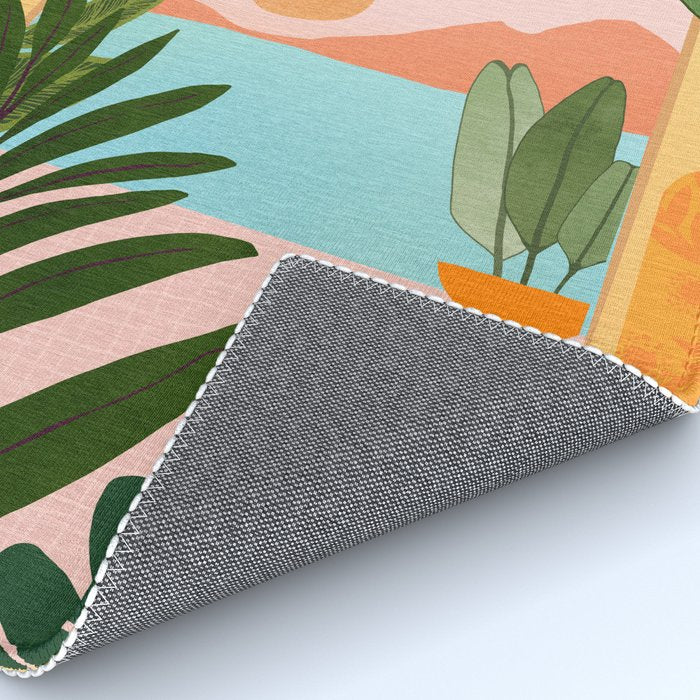 Moroccan Coast Tropical Sunset Scene Rug Gallery Image 4