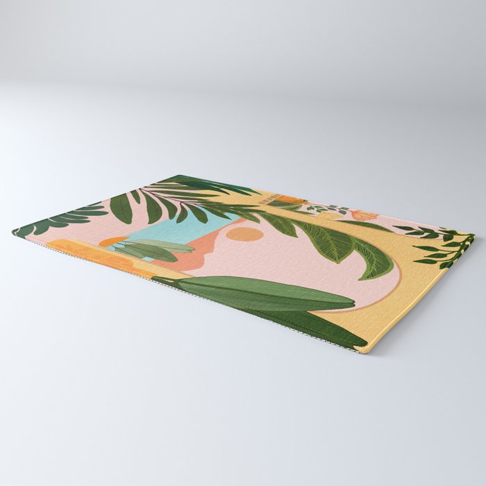 Moroccan Coast Tropical Sunset Scene Rug Gallery Image 3