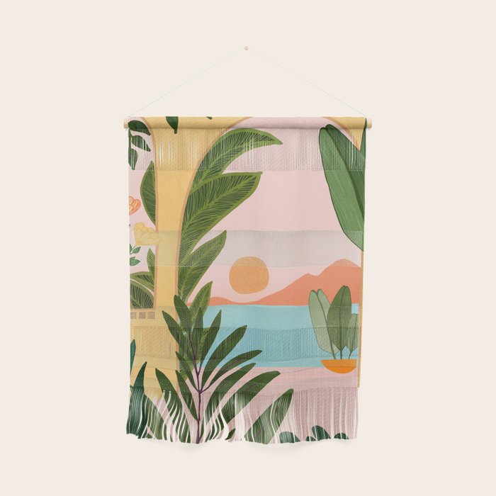 Moroccan Coast Tropical Sunset Scene Wall Hanging Gallery Image 1