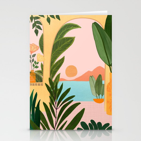 Moroccan Coast Tropical Sunset Scene Stationery Card Gallery Image 1