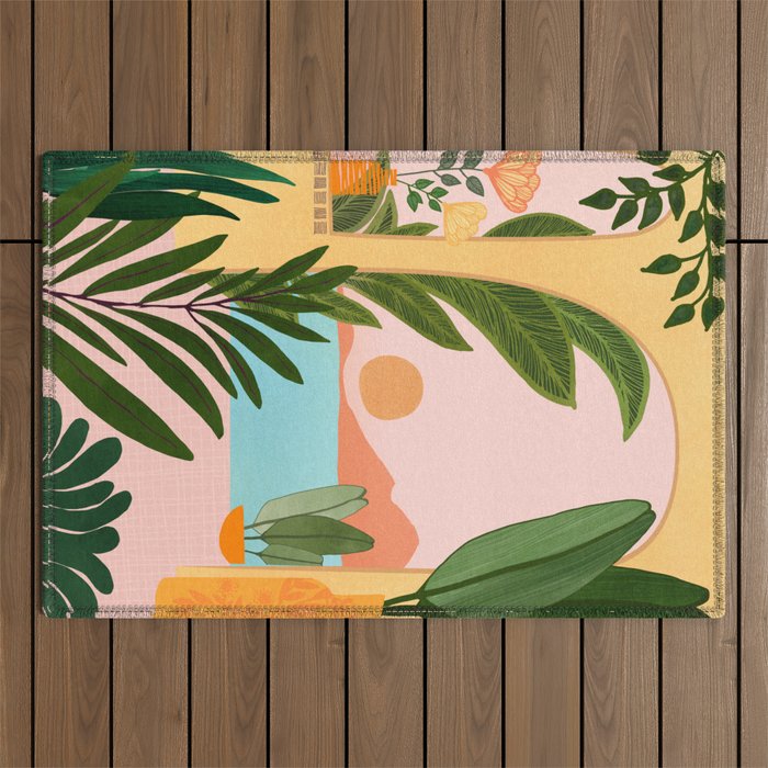 Moroccan Coast Tropical Sunset Scene Outdoor Rug Gallery Image 1