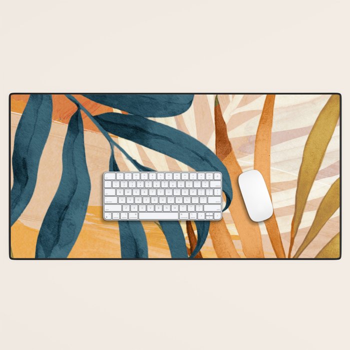 Modern Abstract Art Tropical Leaves 4 Desk Mat Gallery Image 1