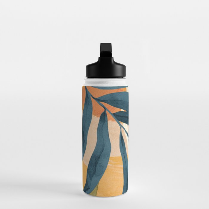 Modern Abstract Art Tropical Leaves 4 Water Bottle Gallery Image 3