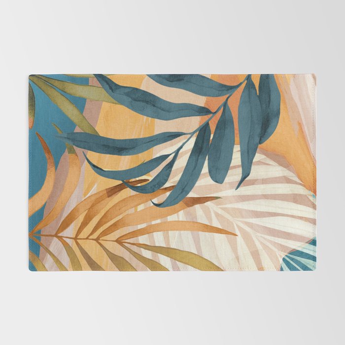 Modern Abstract Art Tropical Leaves 4 Rug Gallery Image 2
