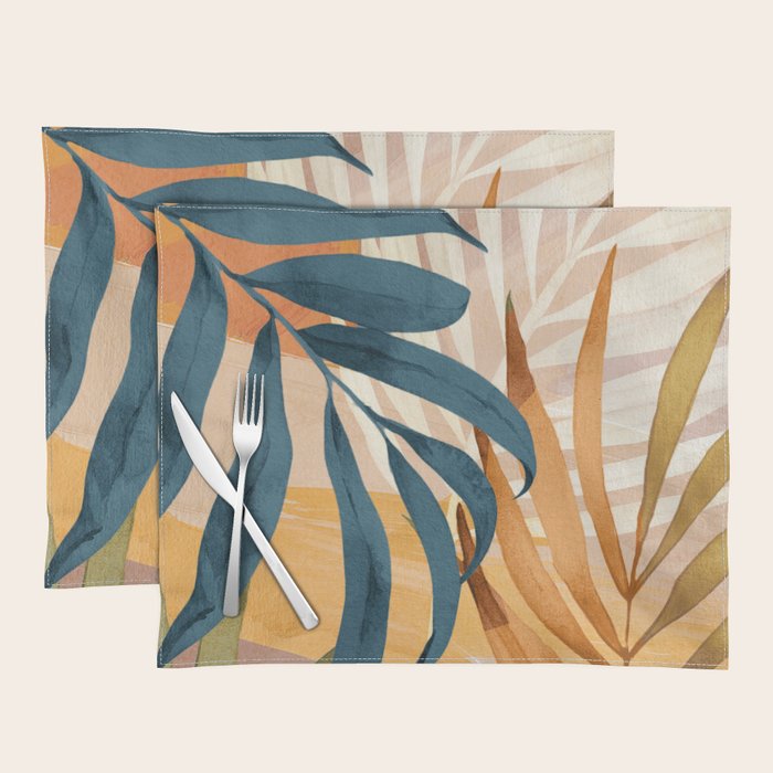 Modern Abstract Art Tropical Leaves 4 Placemat Gallery Image 1