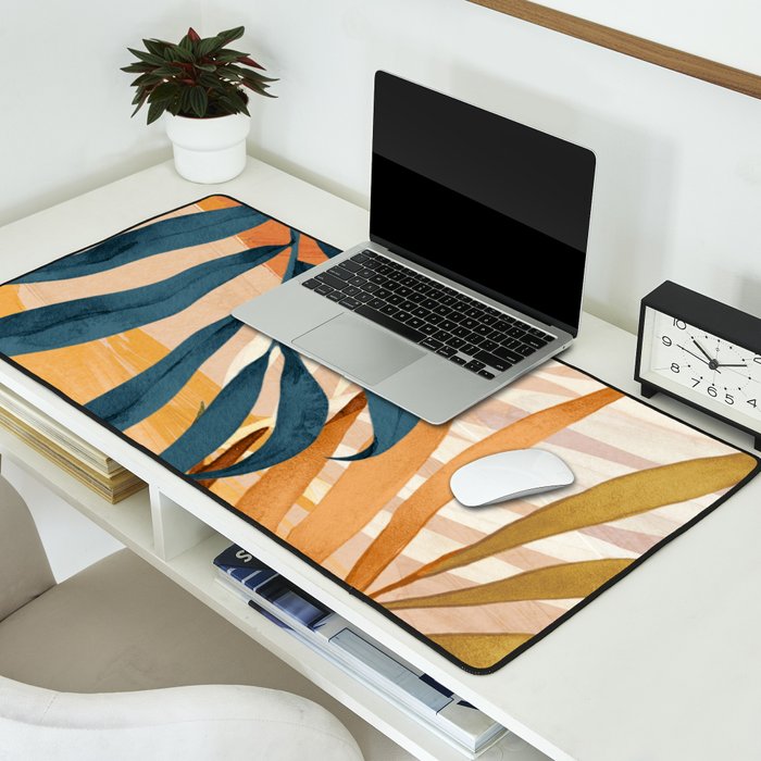 Modern Abstract Art Tropical Leaves 4 Desk Mat Gallery Image 2