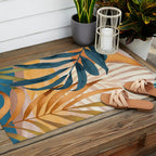 Modern Abstract Art Tropical Leaves 4 Outdoor Rug Gallery Image 2
