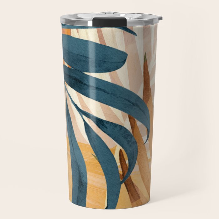 Modern Abstract Art Tropical Leaves 4 Travel Mug Gallery Image 1