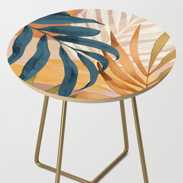 Modern Abstract Art Tropical Leaves 4 Side Table Gallery Image 2