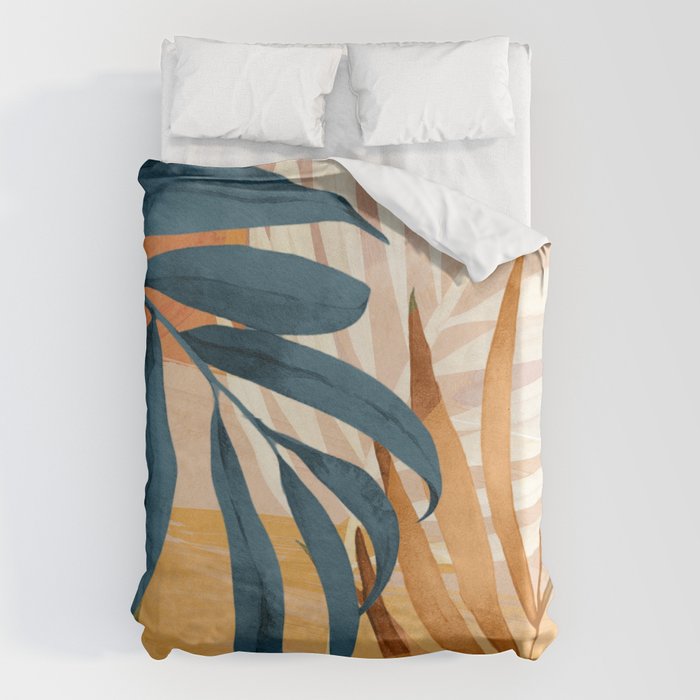 Modern Abstract Art Tropical Leaves 4 Duvet Cover Gallery Image 1
