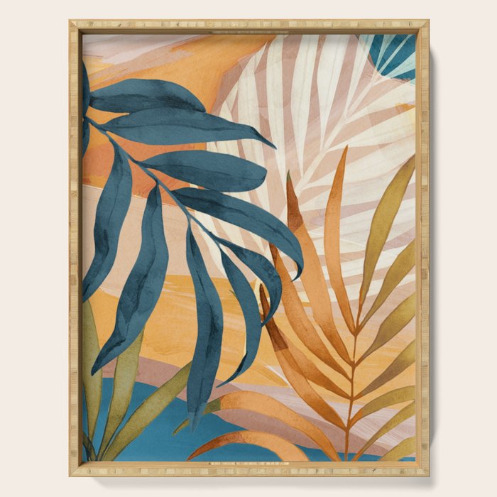 Modern Abstract Art Tropical Leaves 4 Serving Tray Gallery Image 1