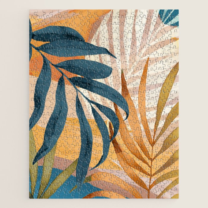 Modern Abstract Art Tropical Leaves 4 Jigsaw Puzzle Gallery Image 1